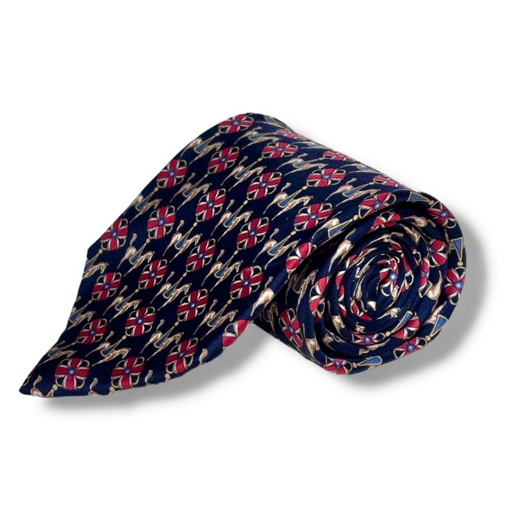 FENDI Whimsical Equestrian Print Silk Tie